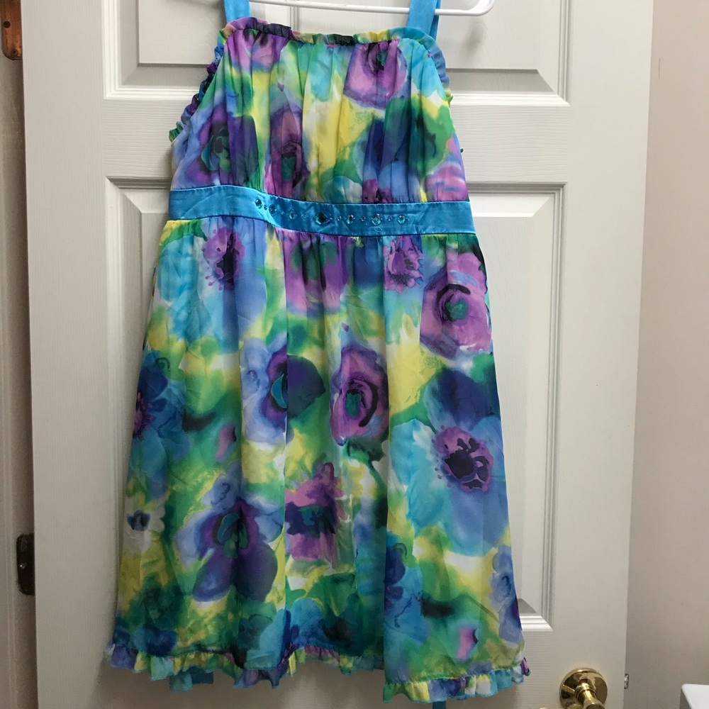 Disorderly Kids Watercolor Floral Silk Dress